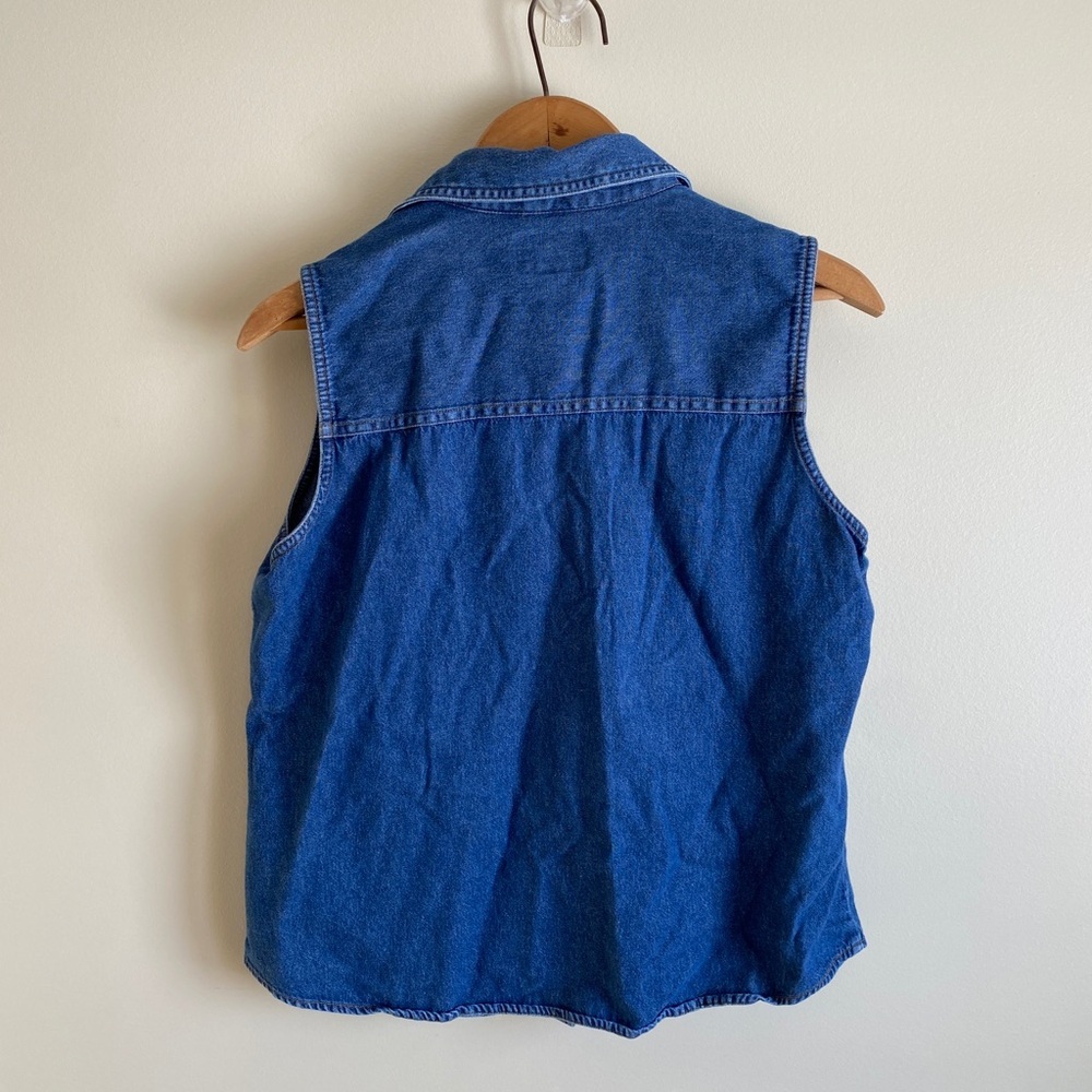 Sonoma Blue Denim Sleeveless Shirt Chest Pocket - Picture 5 of 5